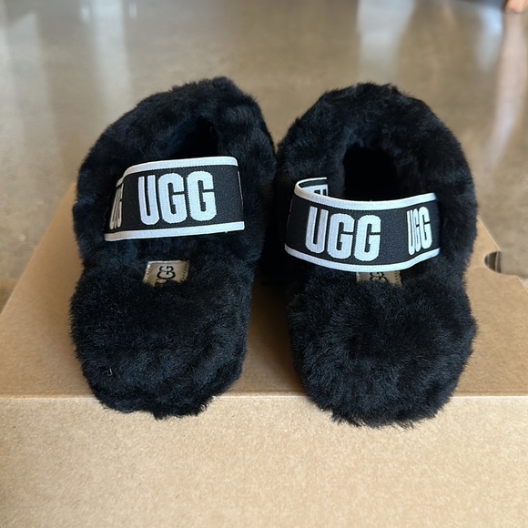 Black Lamb Fur Ugg Slippers - Picture 4 of 4